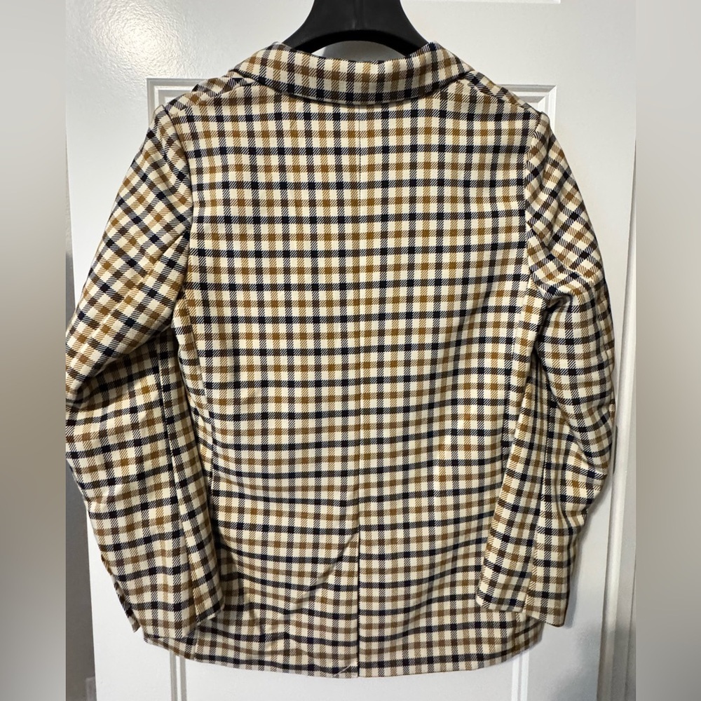 H&M Plaid Blazer Jacket Women Size 10 Preppy Academia Neutral Blazer Coat - Picture 3 of 10